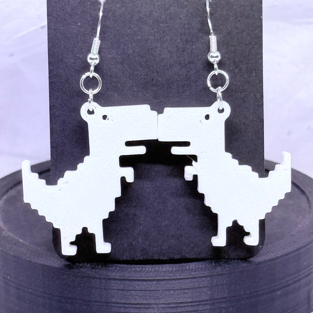 White T-Rex | 3D Printed Earrings