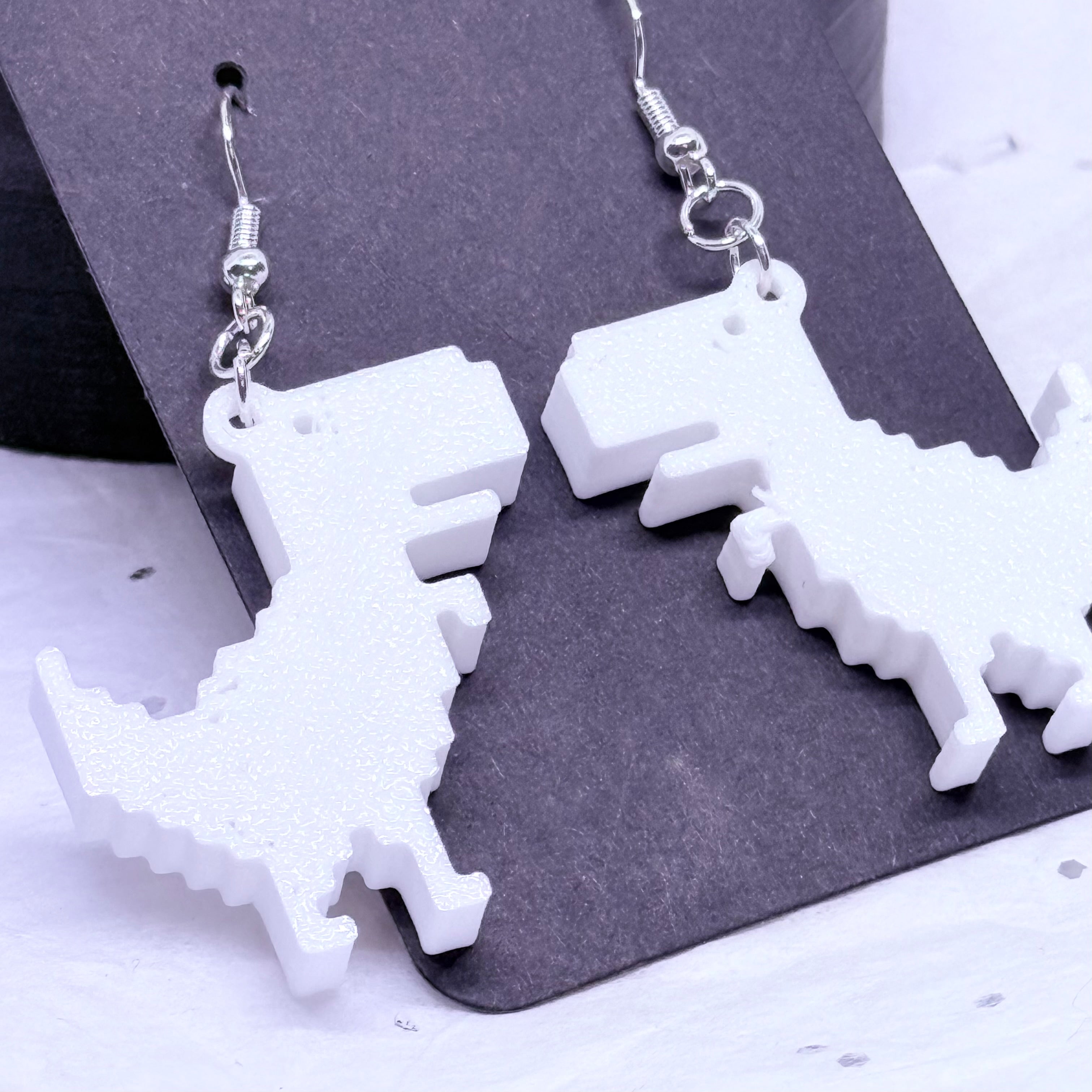 T-Rex Earrings (White)