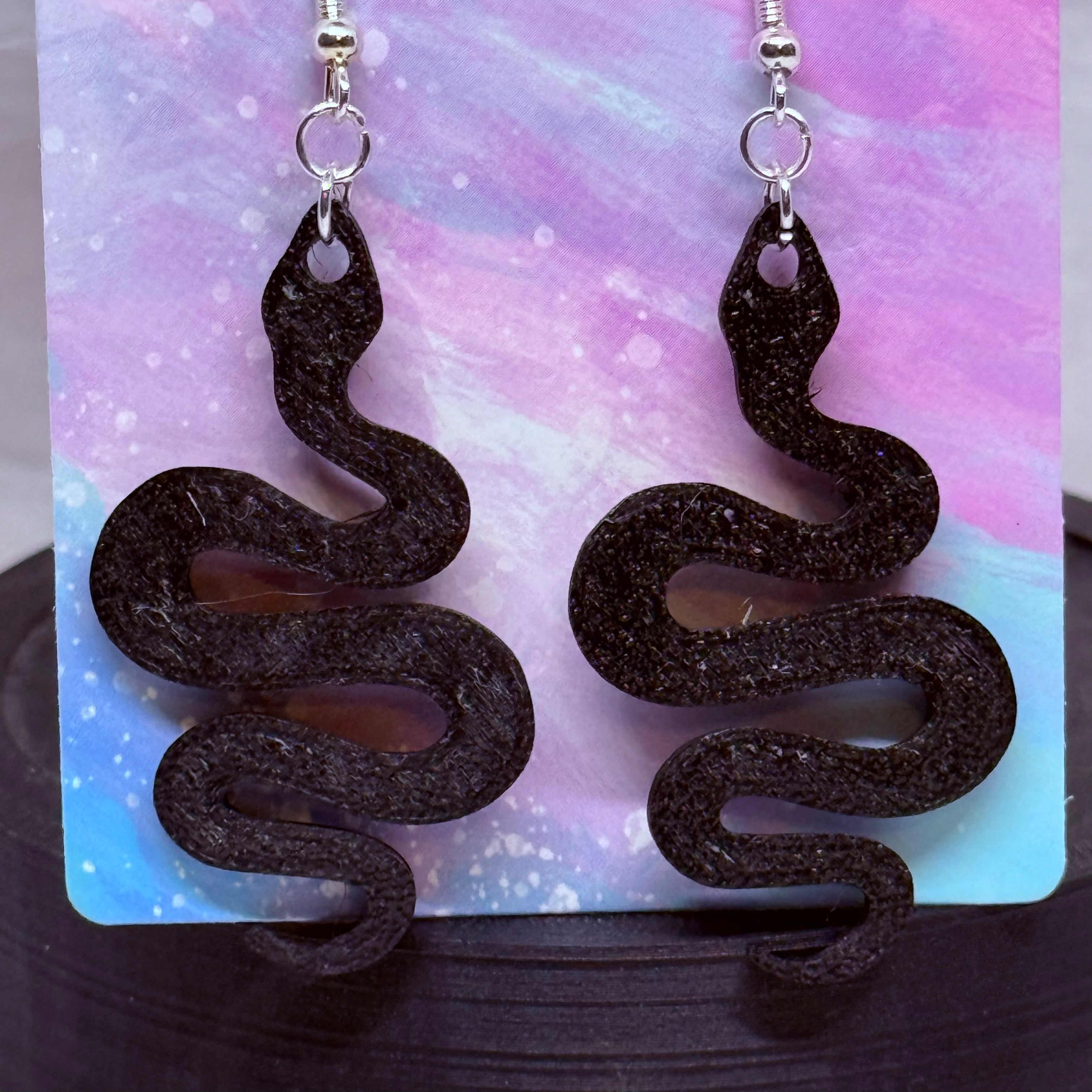Snake Earrings (Black)