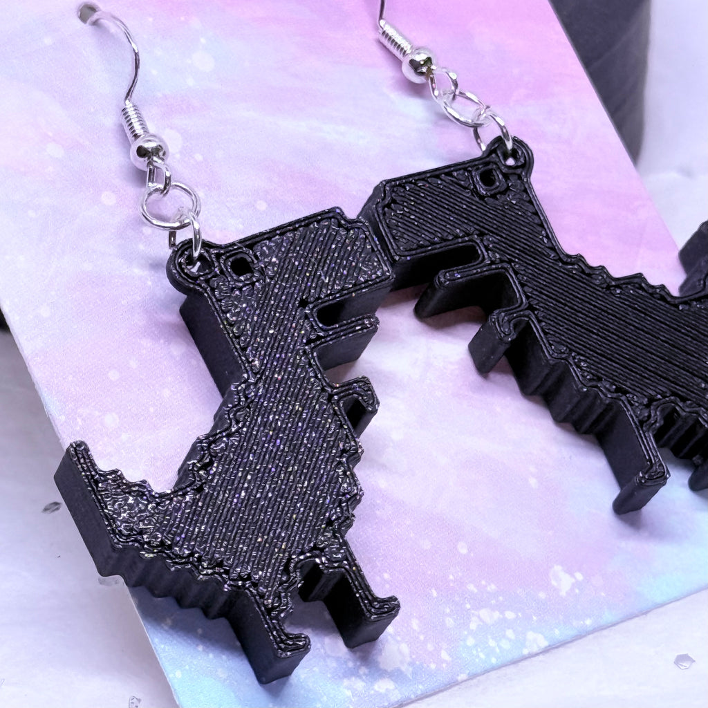 Black T-Rex | 3D Printed Earrings