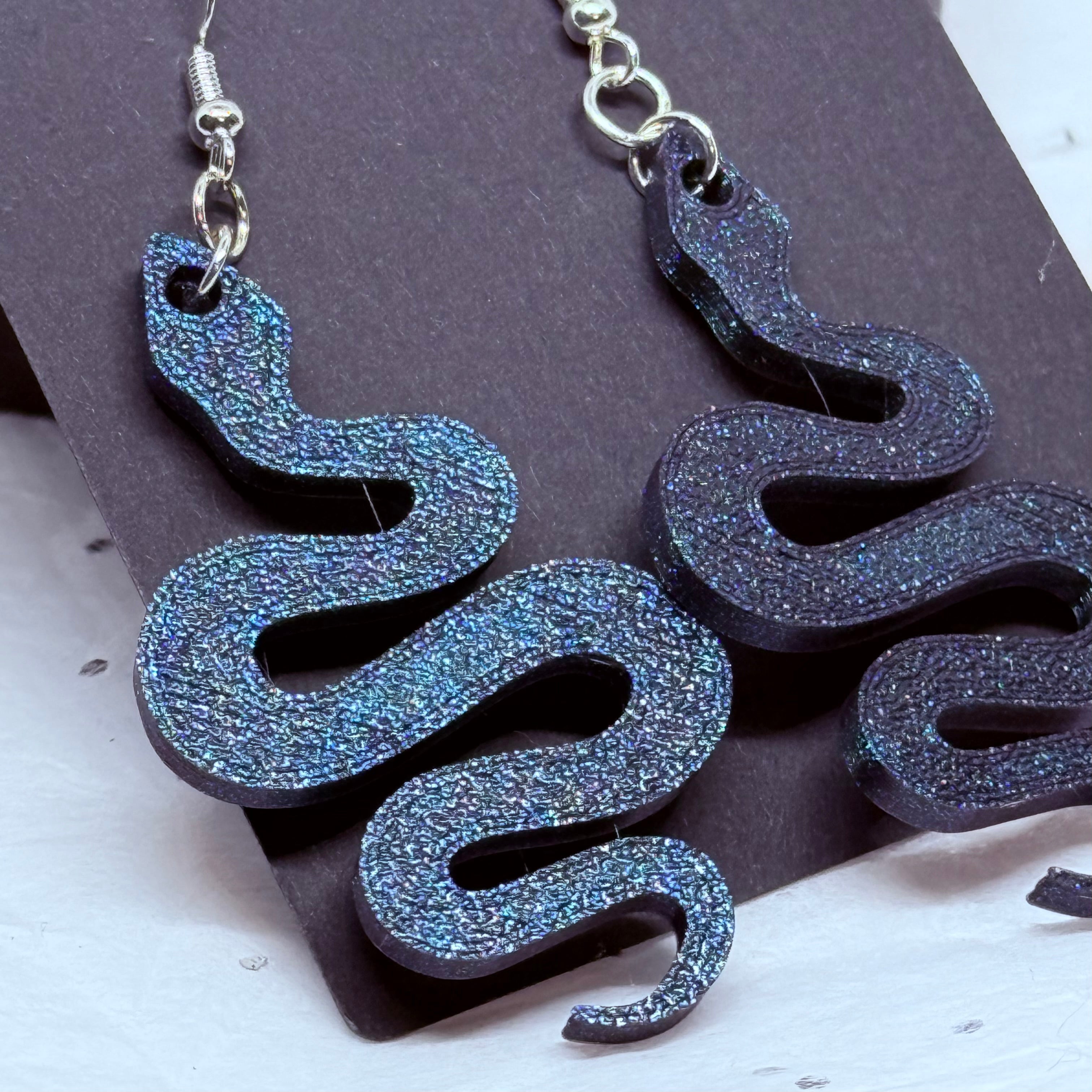 Blue/Purple Snakes | 3D Printed Earrings