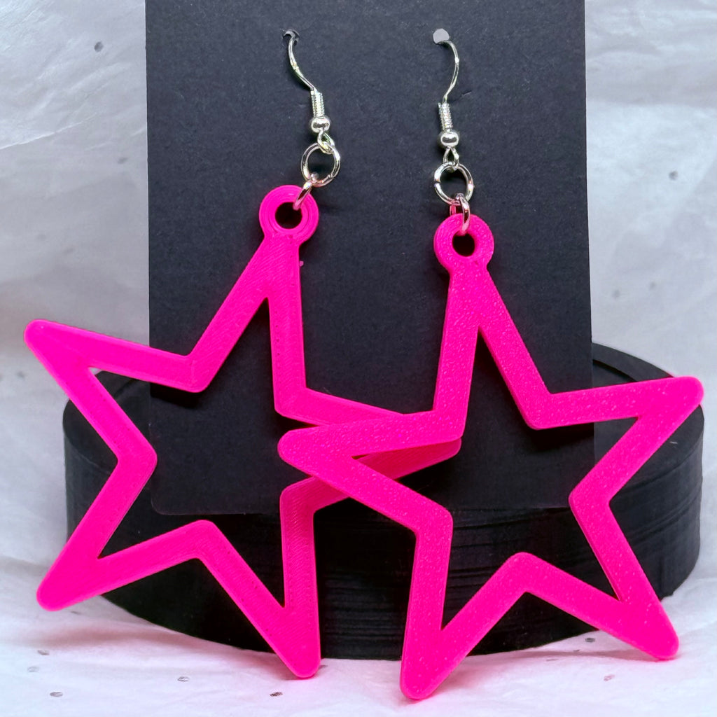 Hot Pink Stars | 3D Printed Earrings