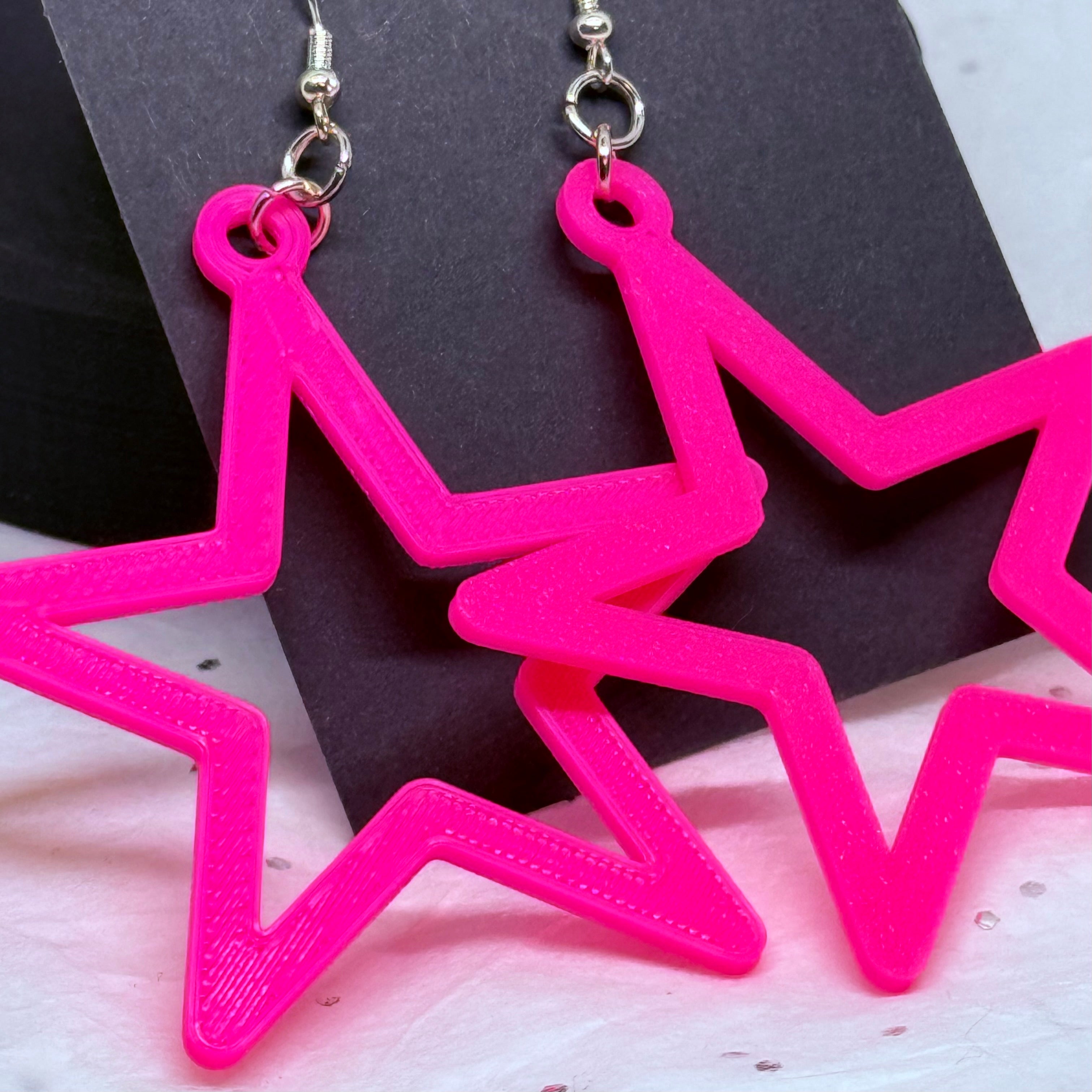 Star Earrings (Hot Pink)
