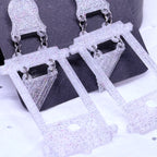 Silver Sparkle Guillotines | 3D Printed Earrings