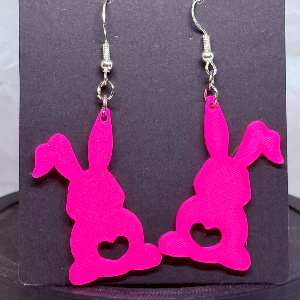 Hot Pink Bunnies | 3D Printed Earrings