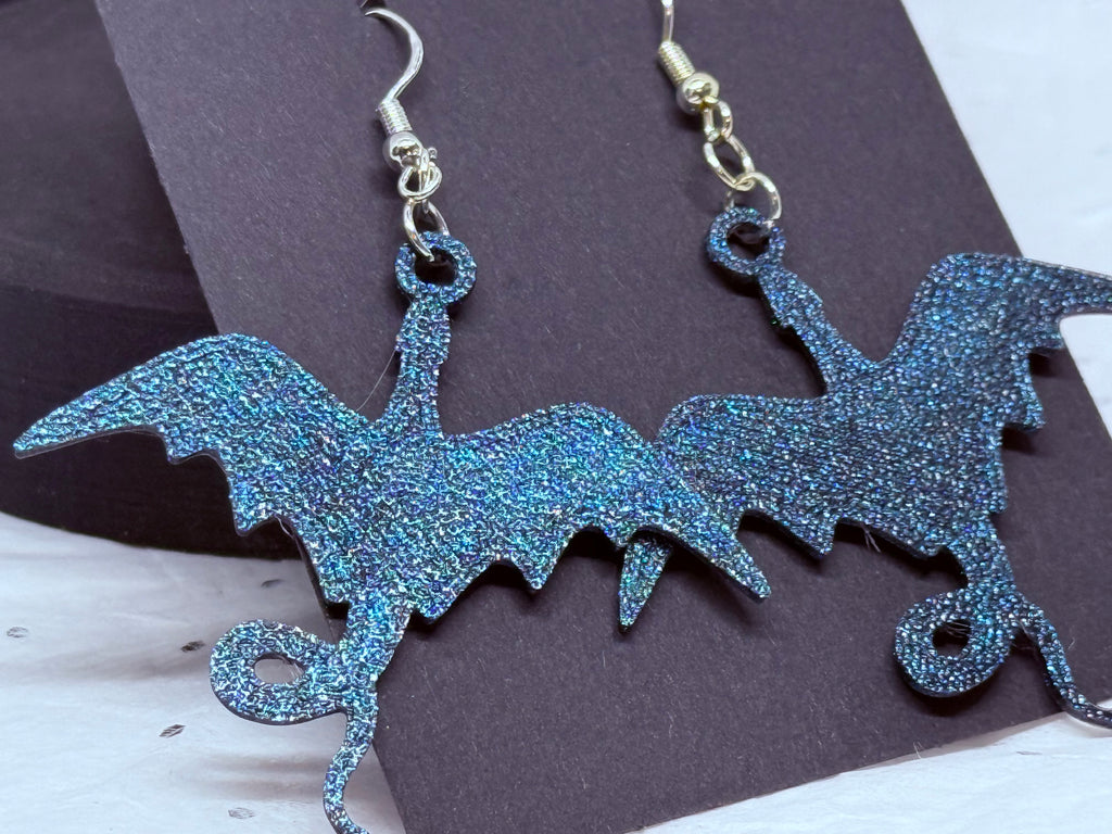 Blue/Purple Dragons | 3D Printed Earrings