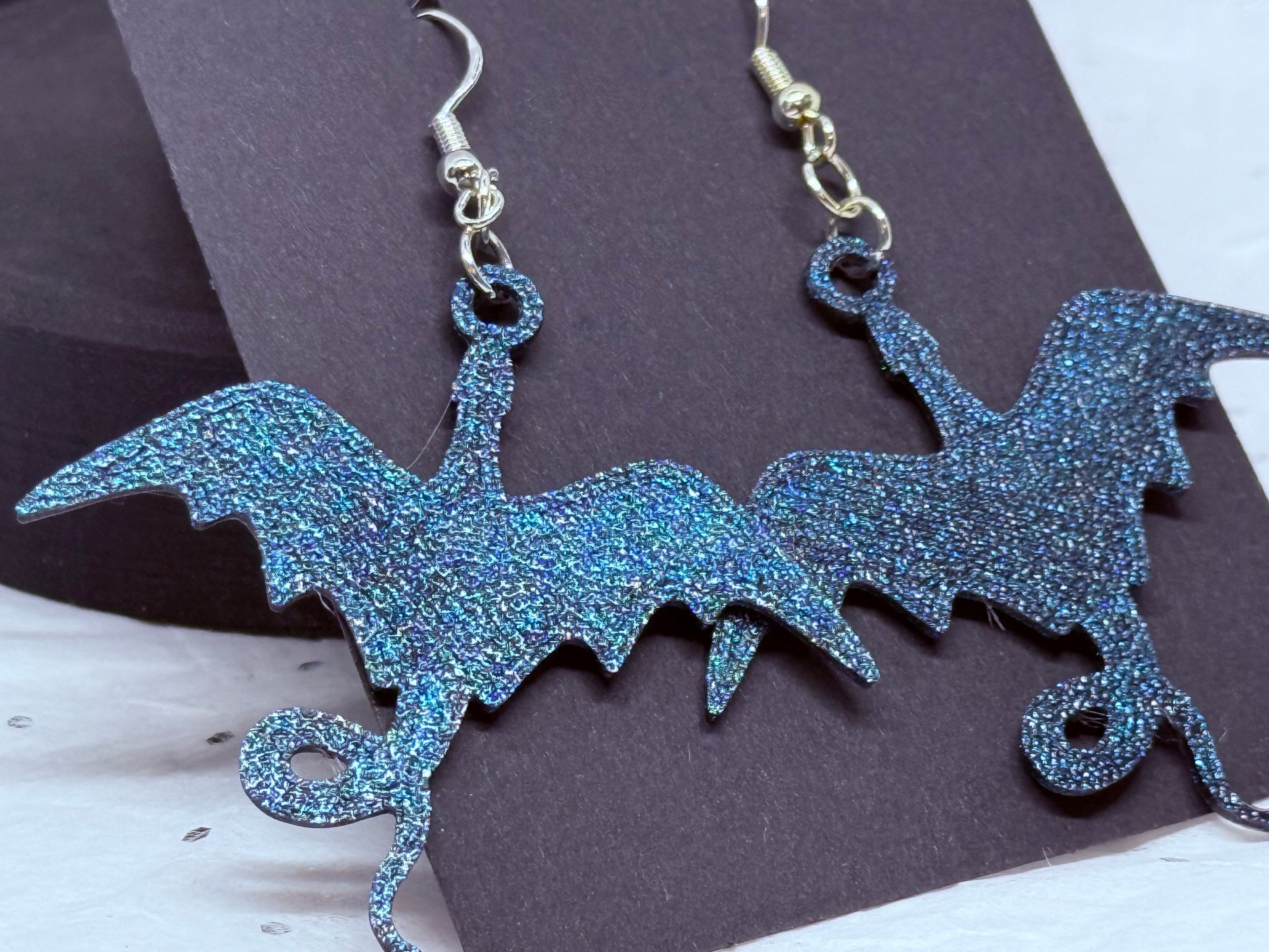 Dragon Earrings (Blue/Purple)