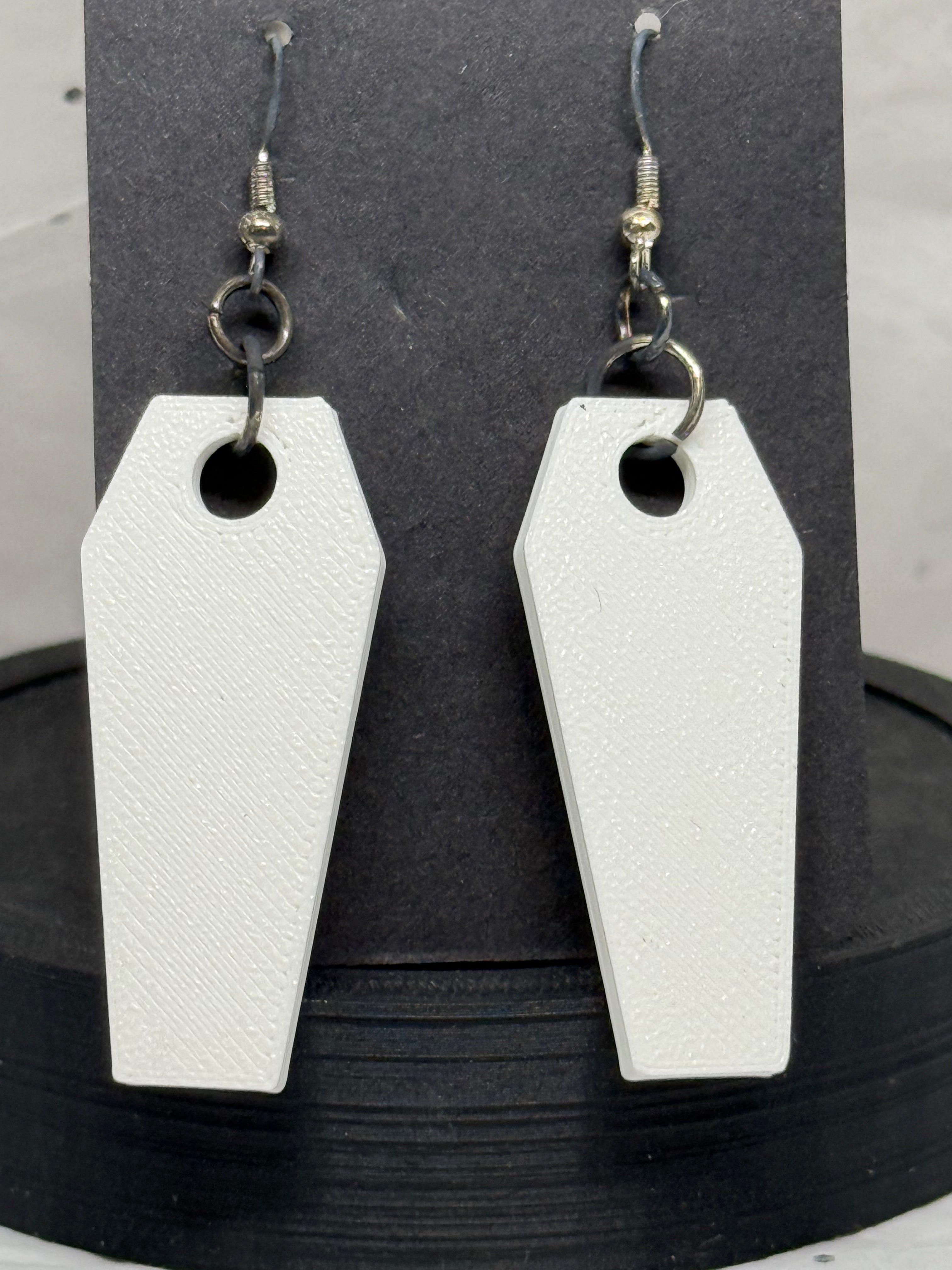 Coffin Earrings (White)