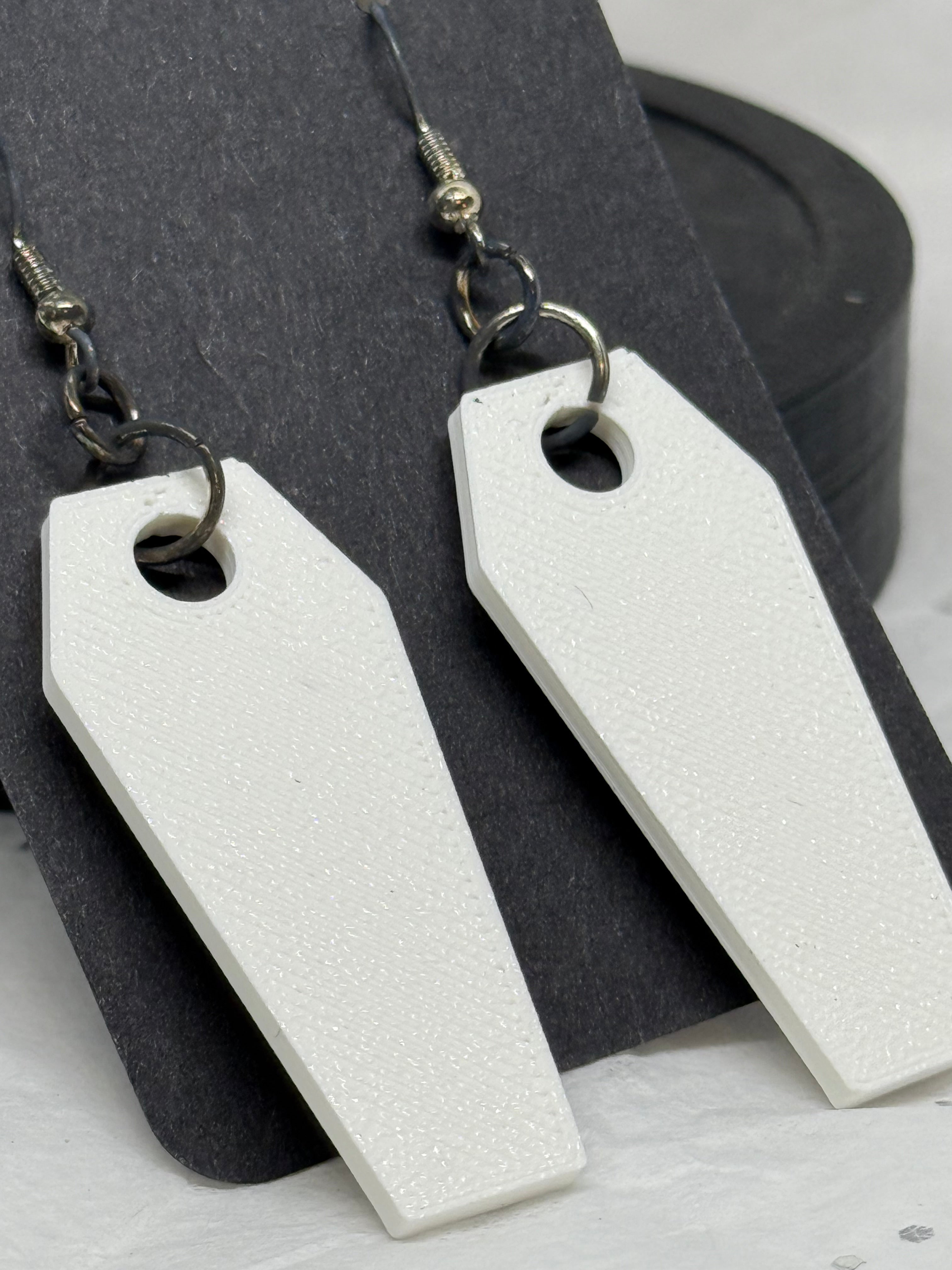 Coffin Earrings (White)