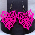 Hot Pink Spiderweb Heart | 3D Printed Earrings