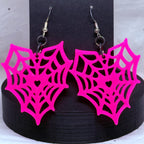Hot Pink Spiderweb Heart | 3D Printed Earrings