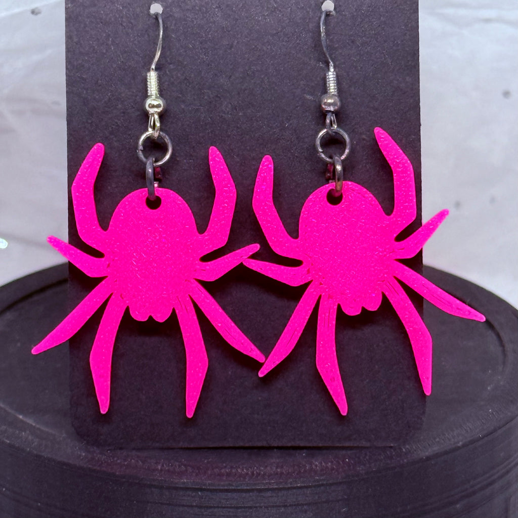 Hot Pink Spiders | 3D Printed Earrings