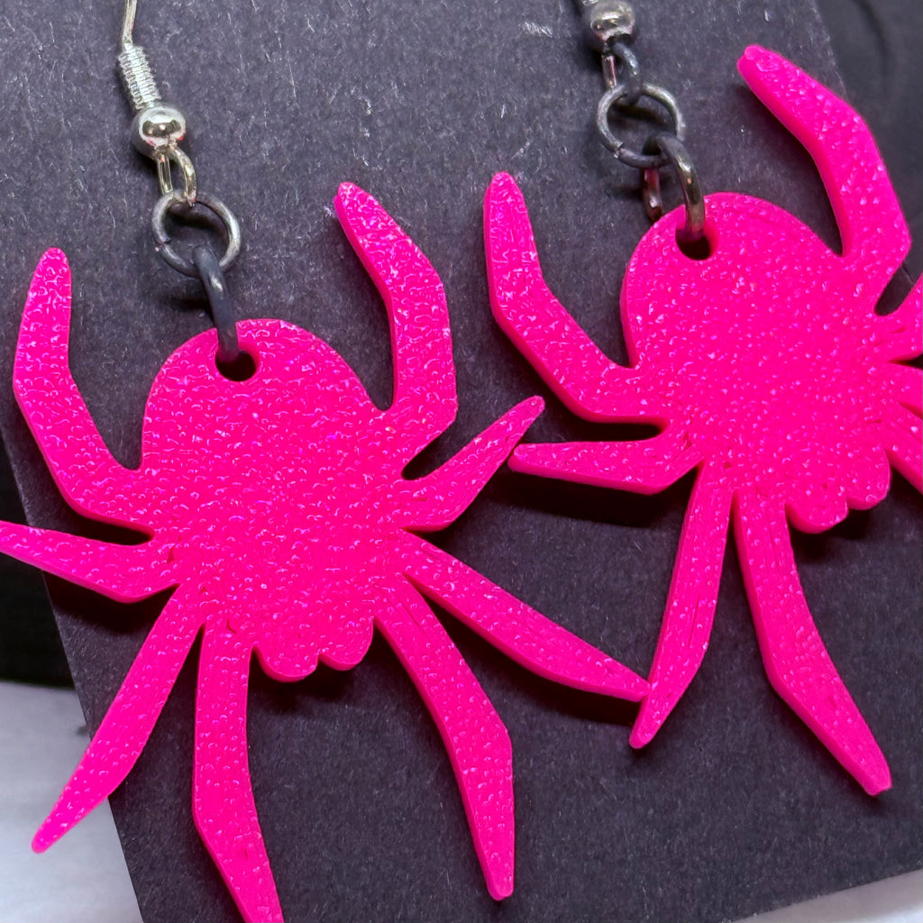 Hot Pink Spiders | 3D Printed Earrings