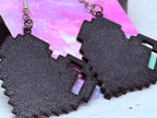 Big Pixel Heart Earrings (Black)