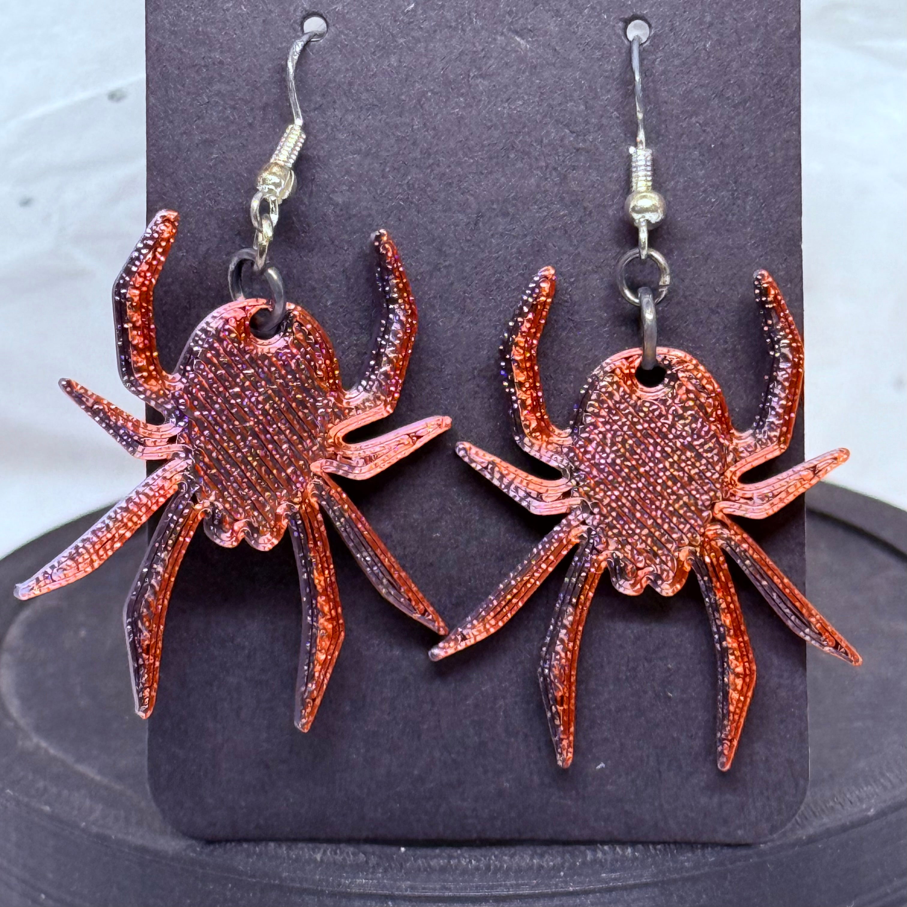 Spider Earrings (Maroon)