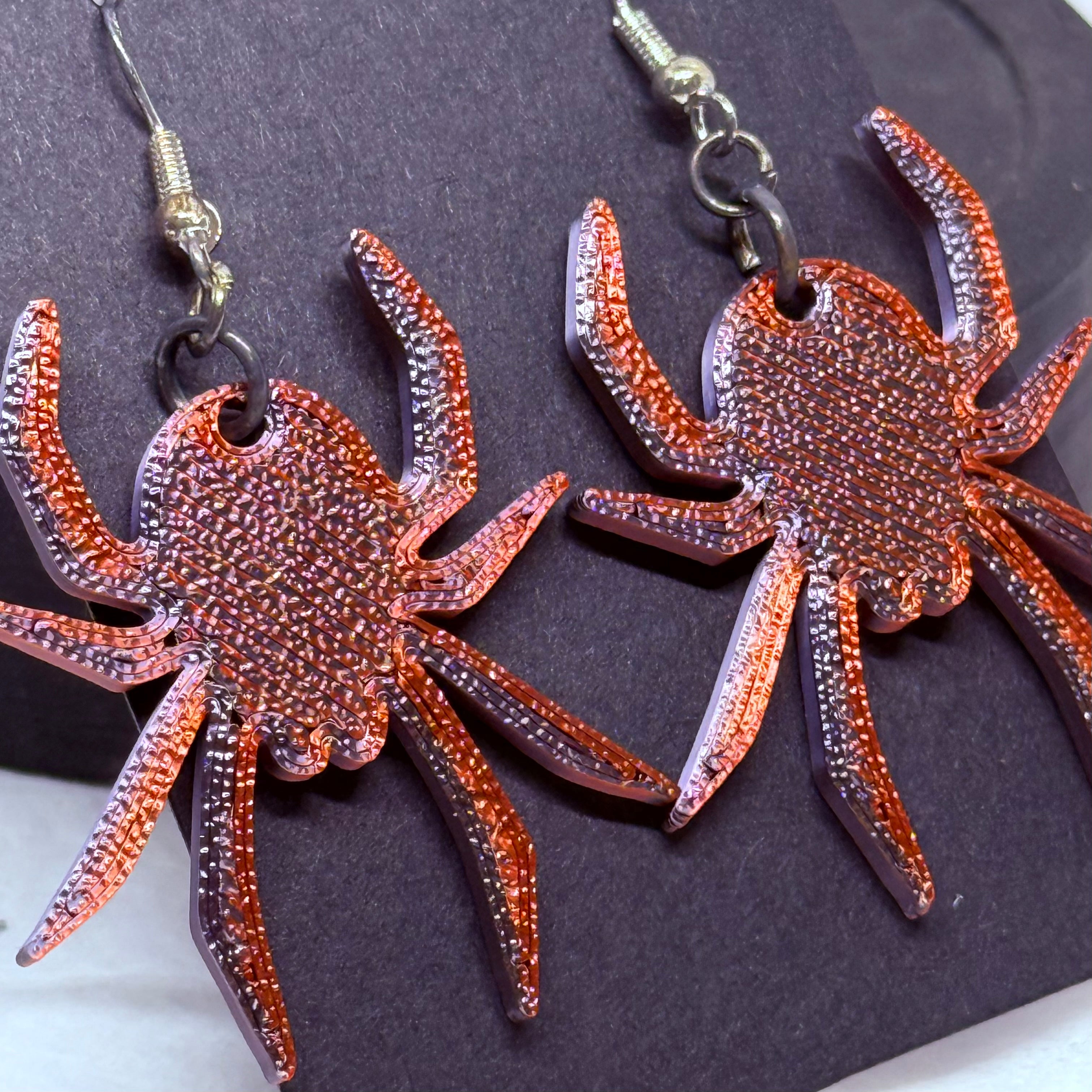 Spider Earrings (Maroon)
