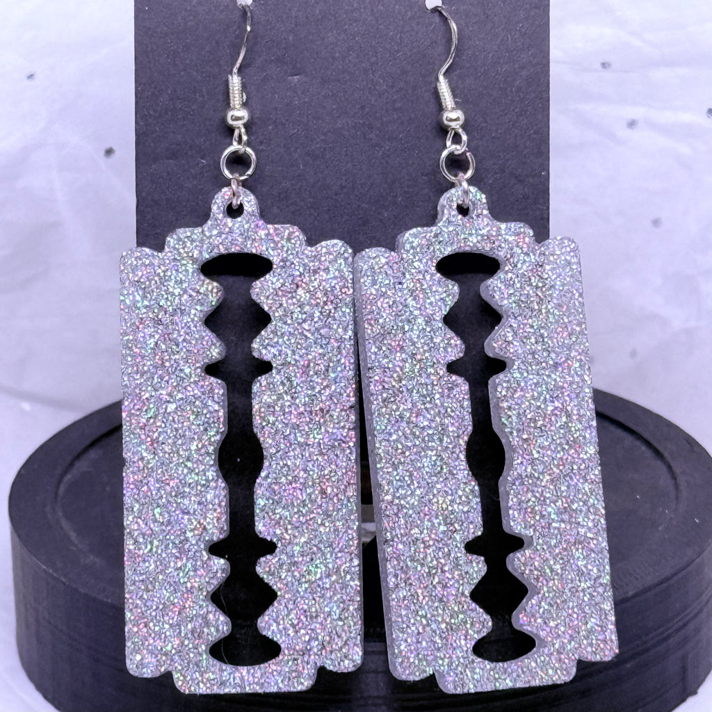 Silver Razor Blades | Resin Earrings