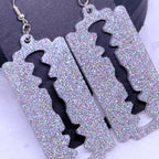 Silver Razor Blades | Resin Earrings