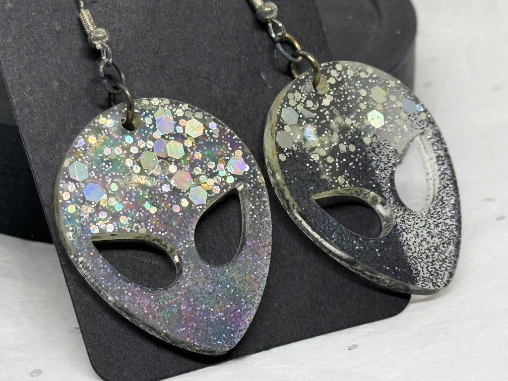 Alien Earrings (Black & Silver)