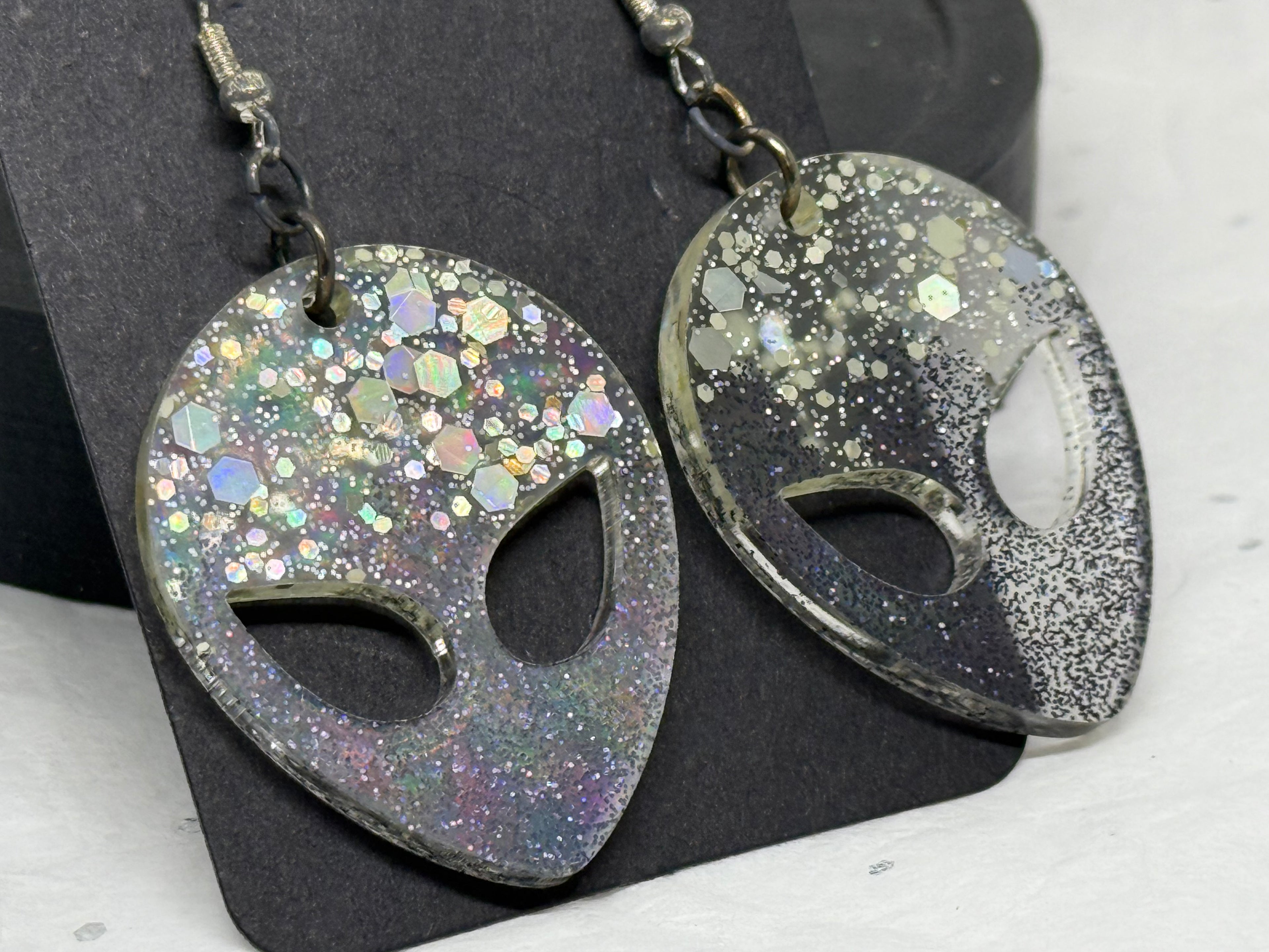 Alien Earrings (Black & Silver)