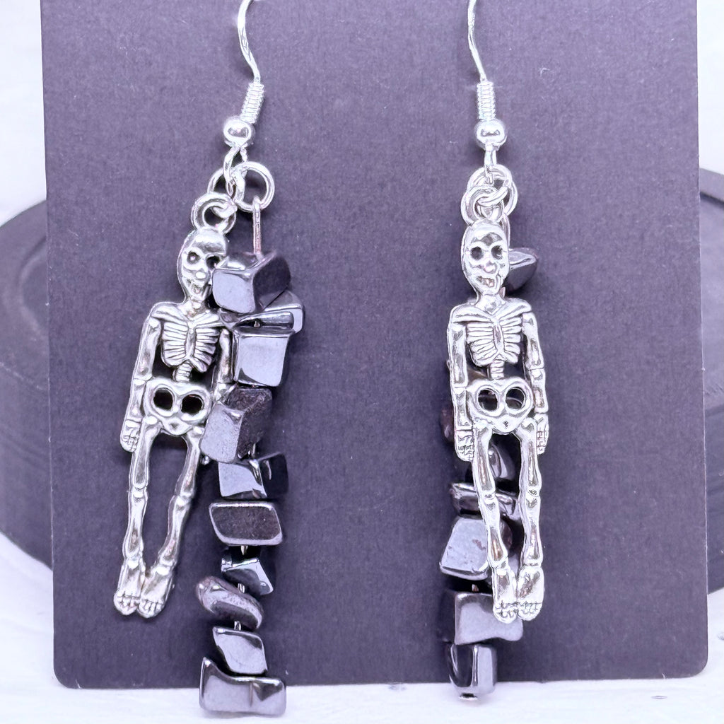 Graphite Skeletons | Beaded Earrings