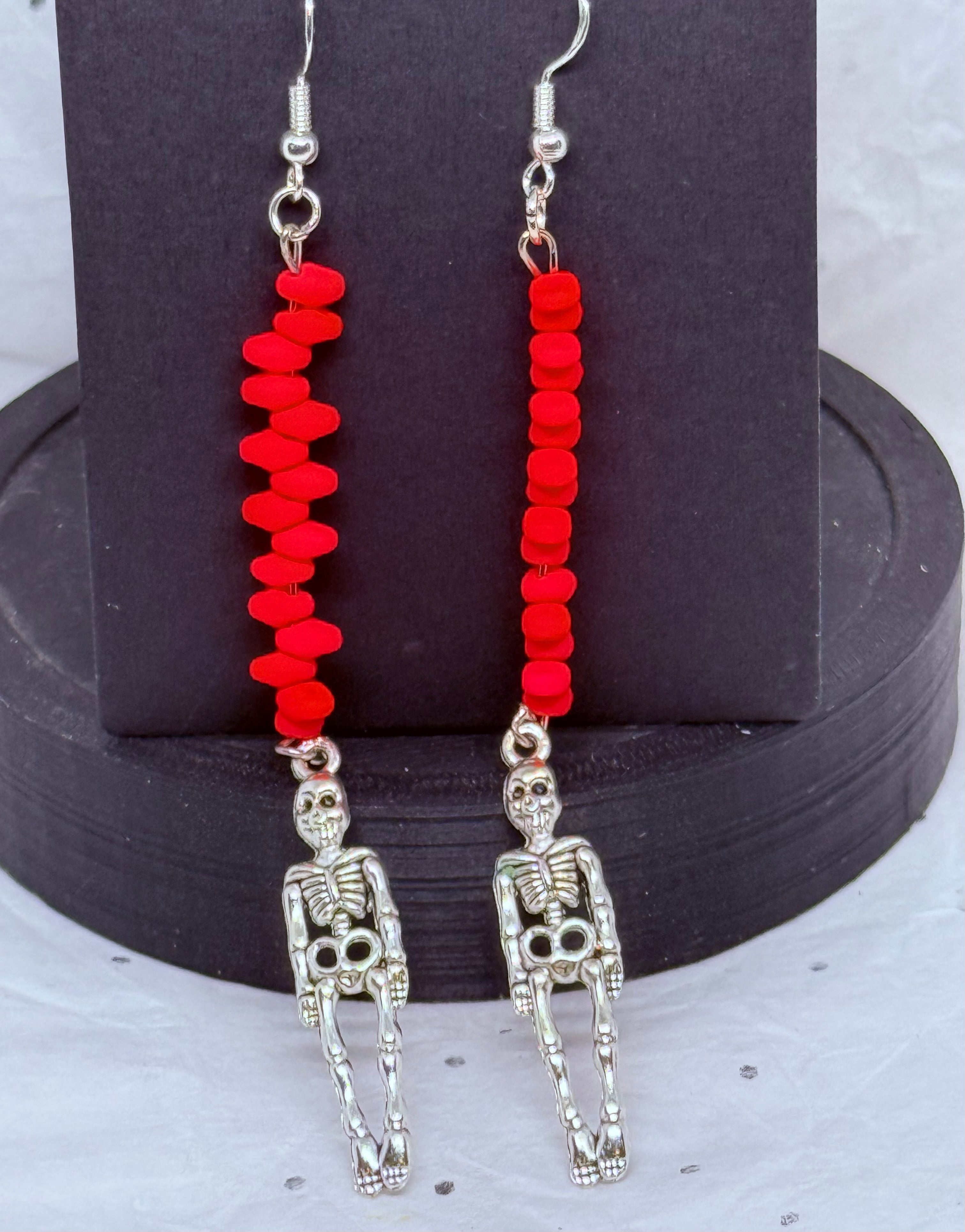 Silver Skeletons | Beaded Earrings