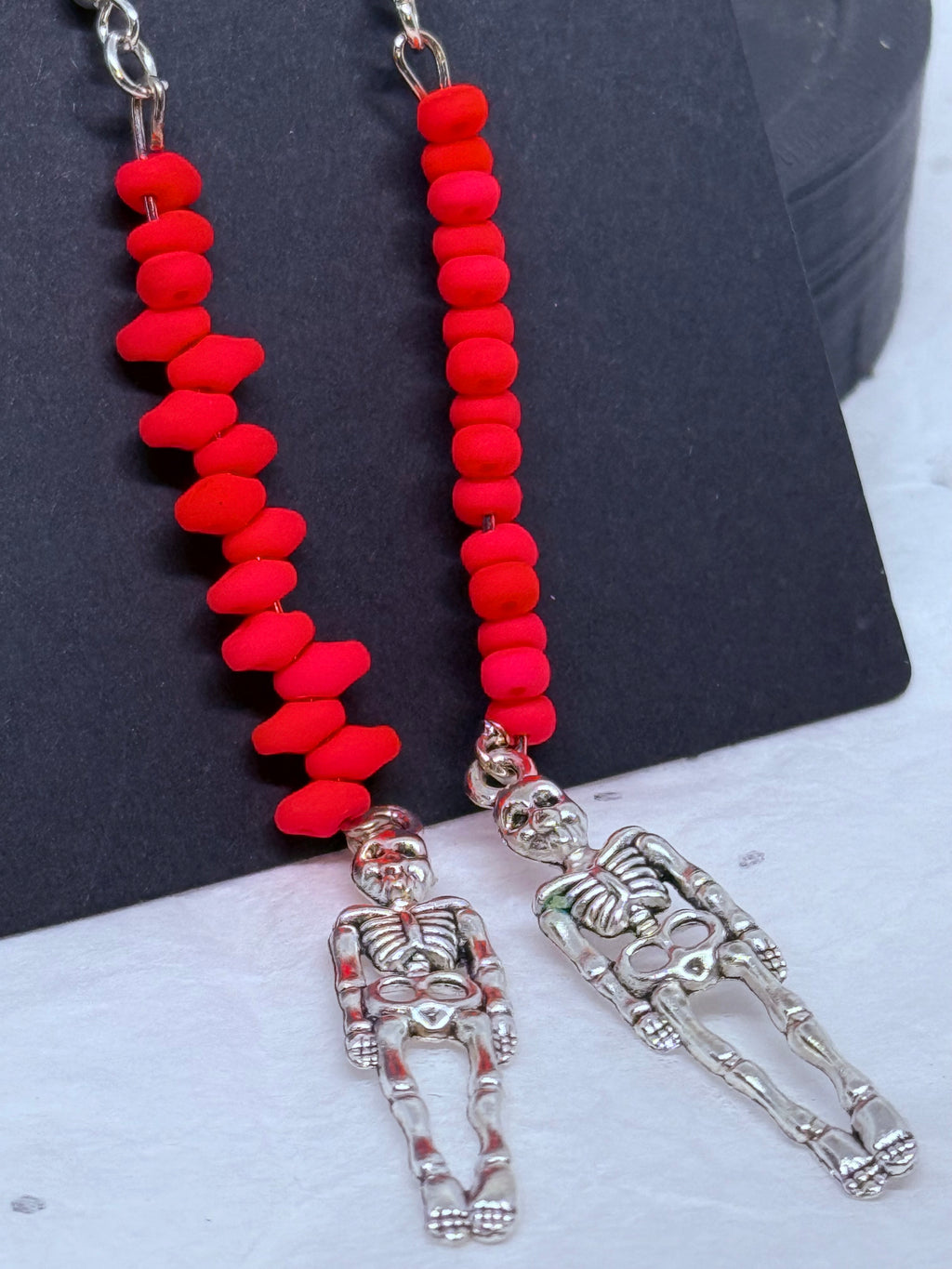 Silver Skeletons | Beaded Earrings