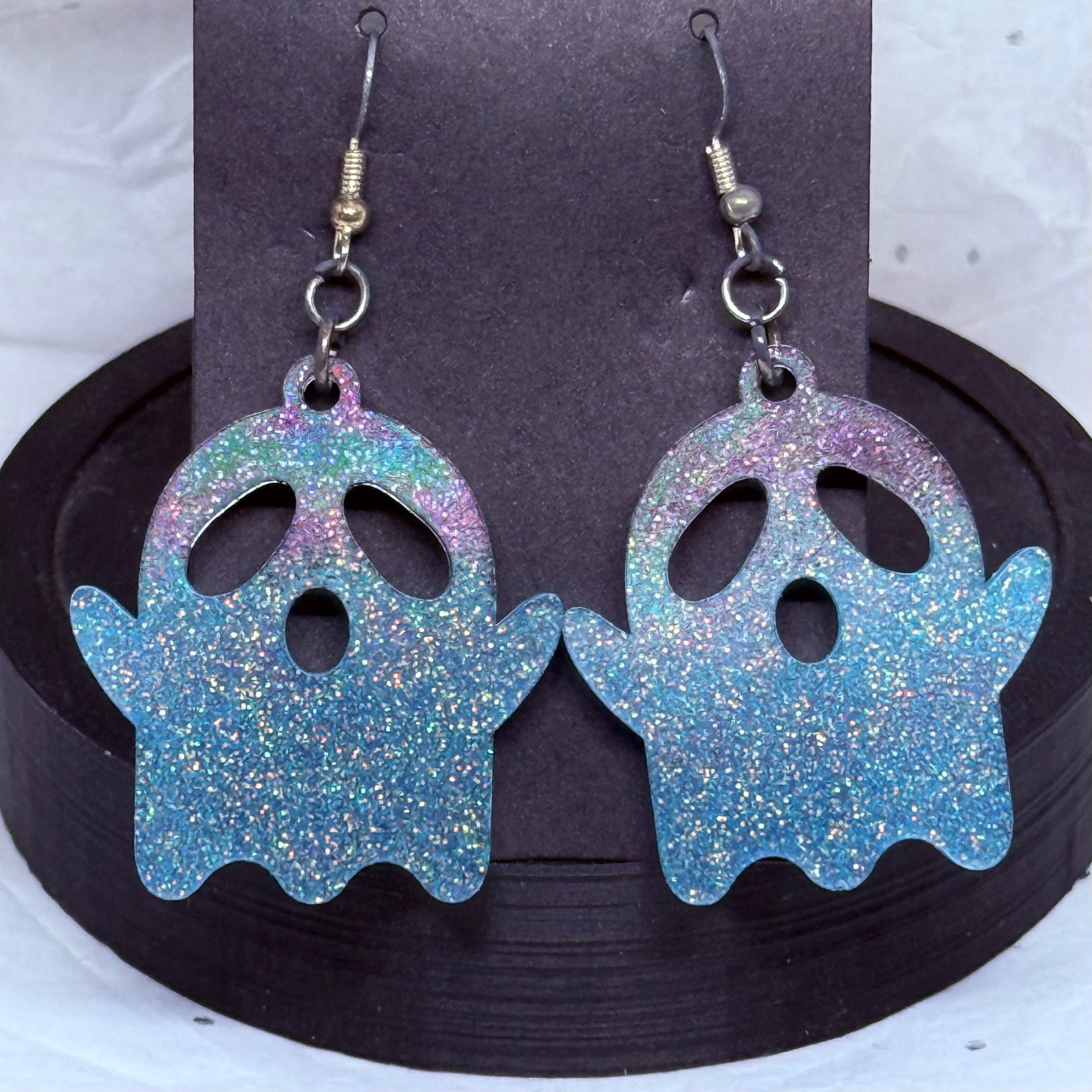 Black & Blue Ghosts | Resin Earrings