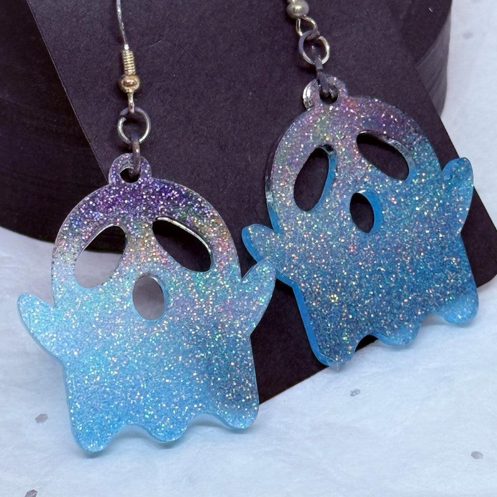 Black & Blue Ghosts | Resin Earrings