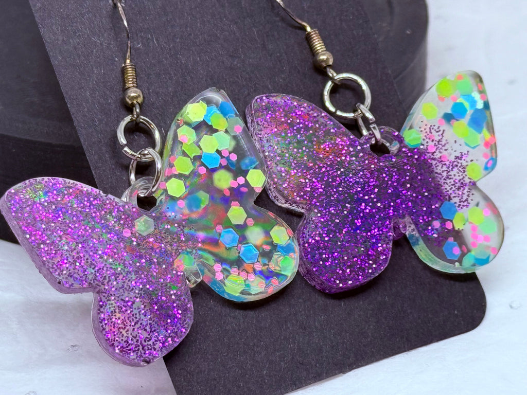 Pastel & Purple Butterflies | Resin Earrings