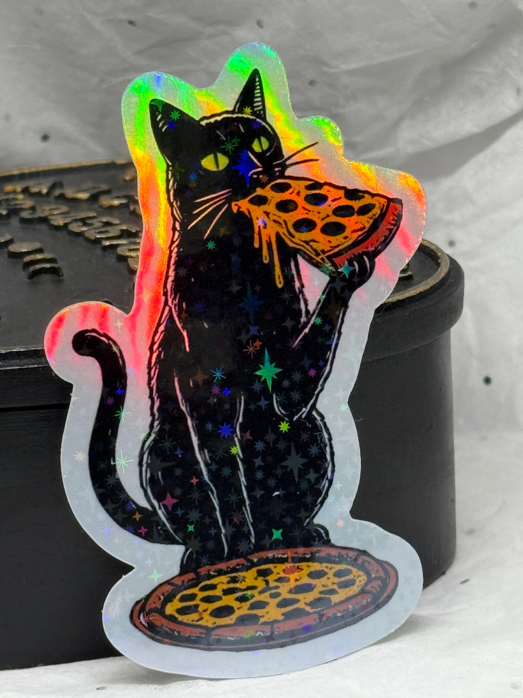 Pizza Cat | Holographic Sticker