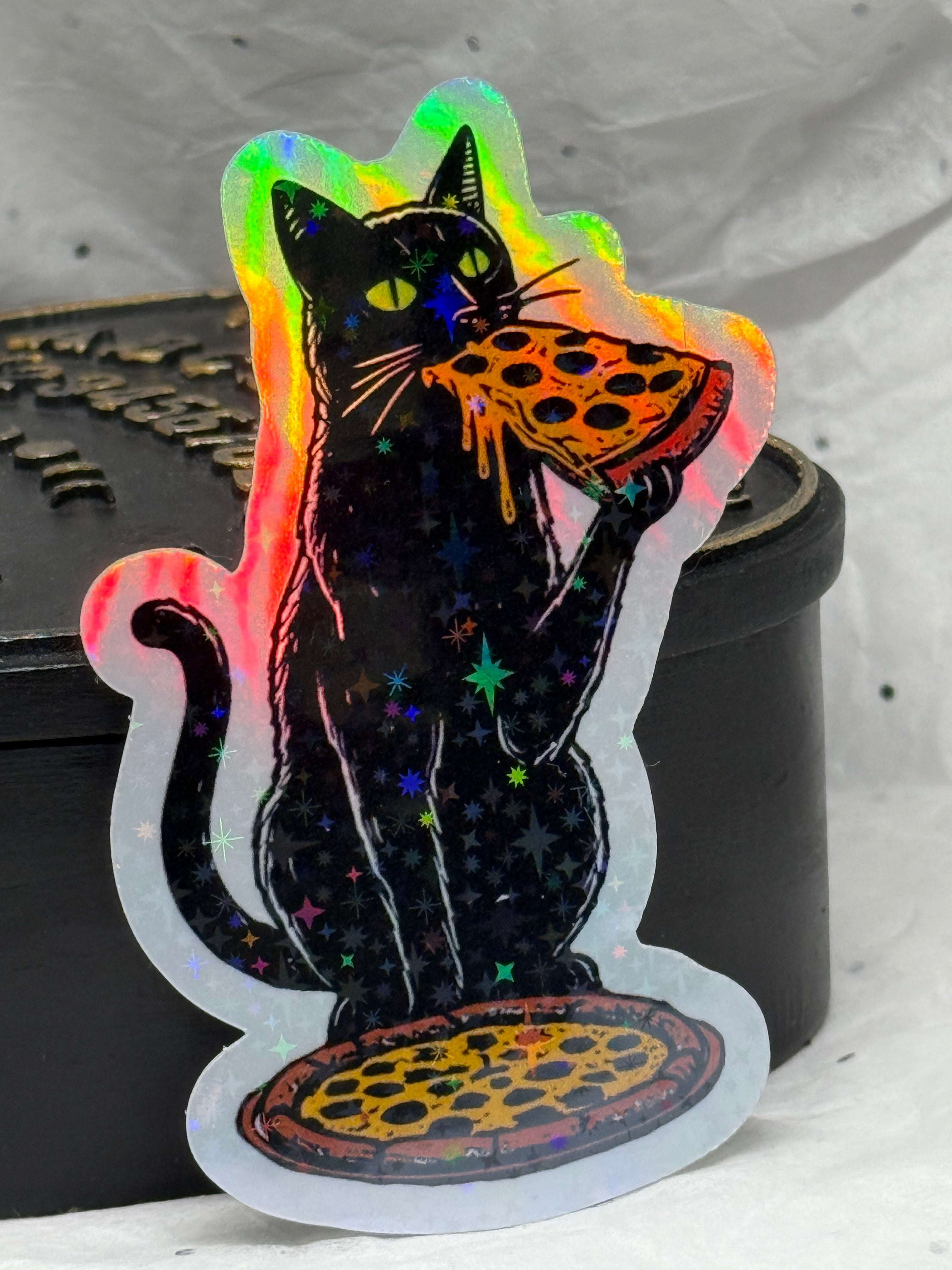 Pizza Cat | Holographic Sticker