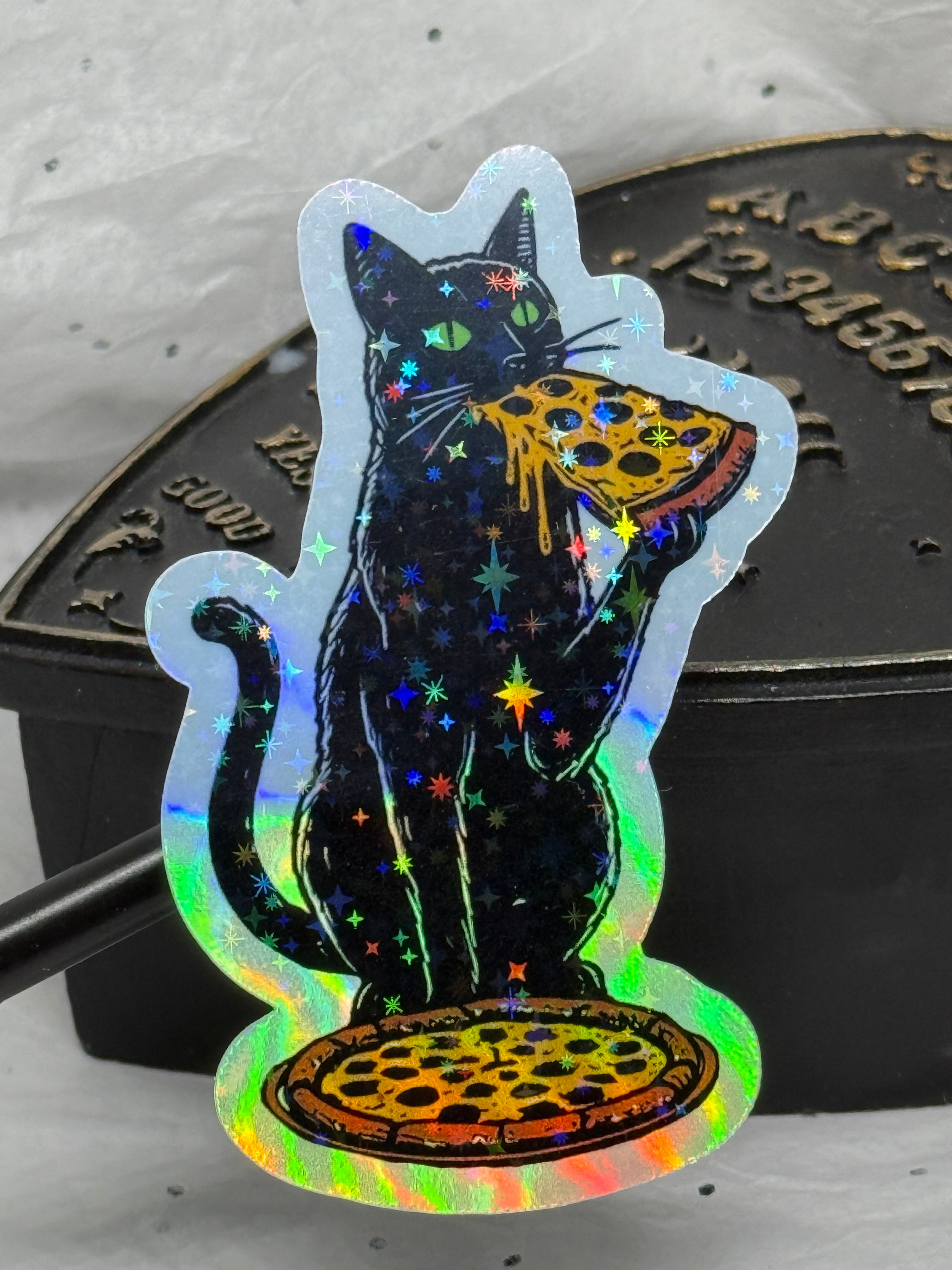 Pizza Cat | Holographic Sticker