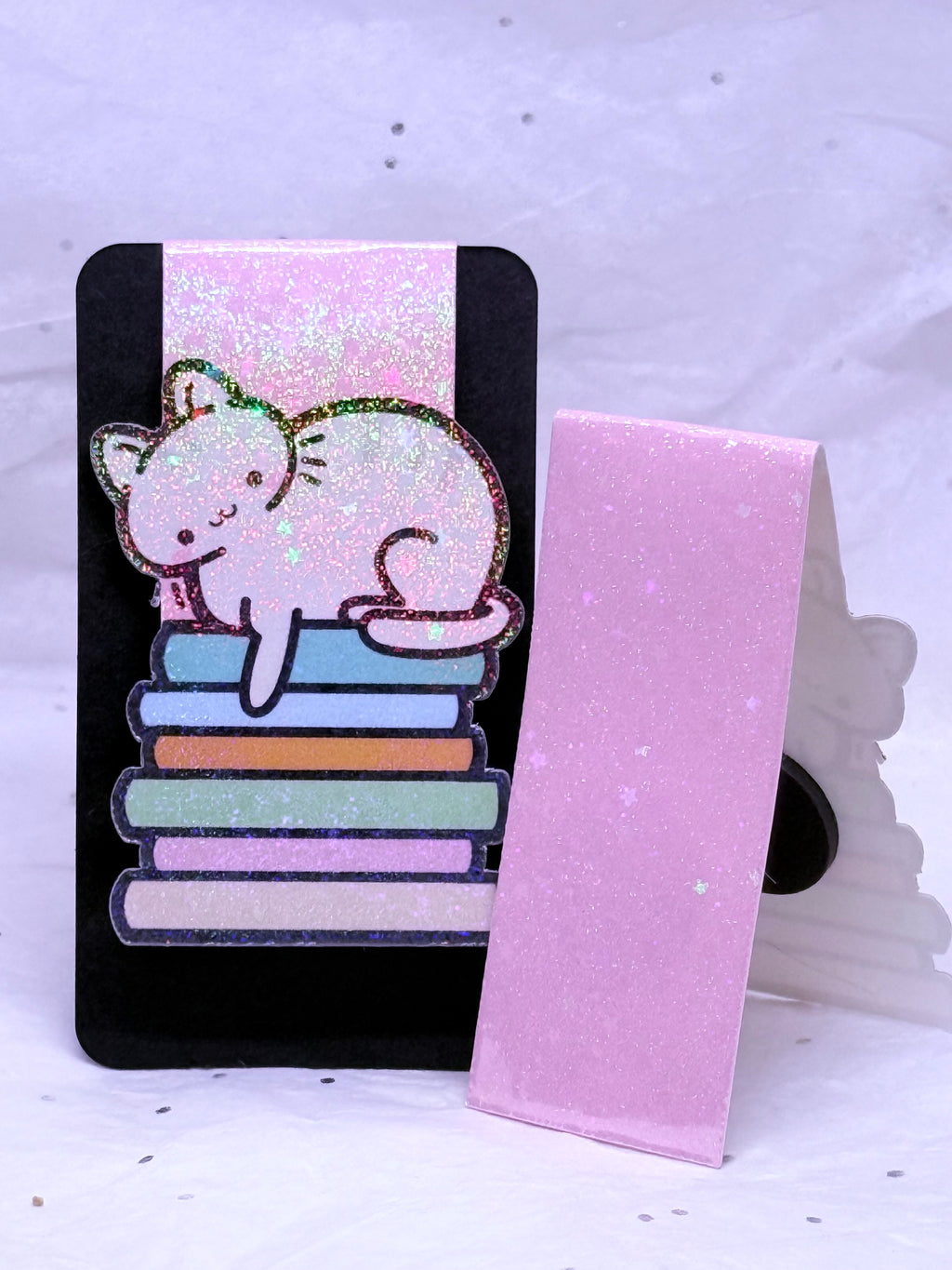 Cat on Book Stack | Magnetic Bookmark