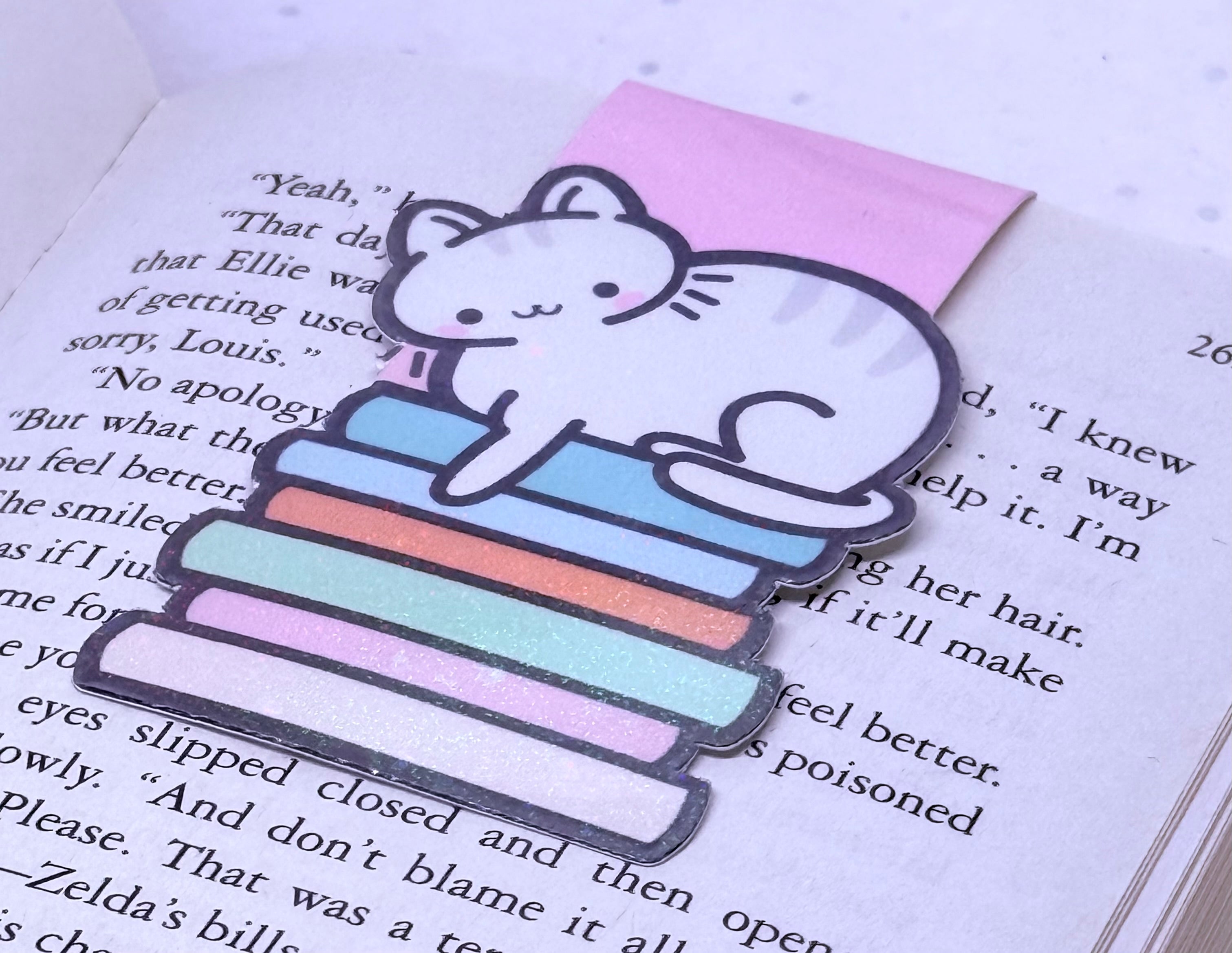 Cat on Book Stack | Magnetic Bookmark