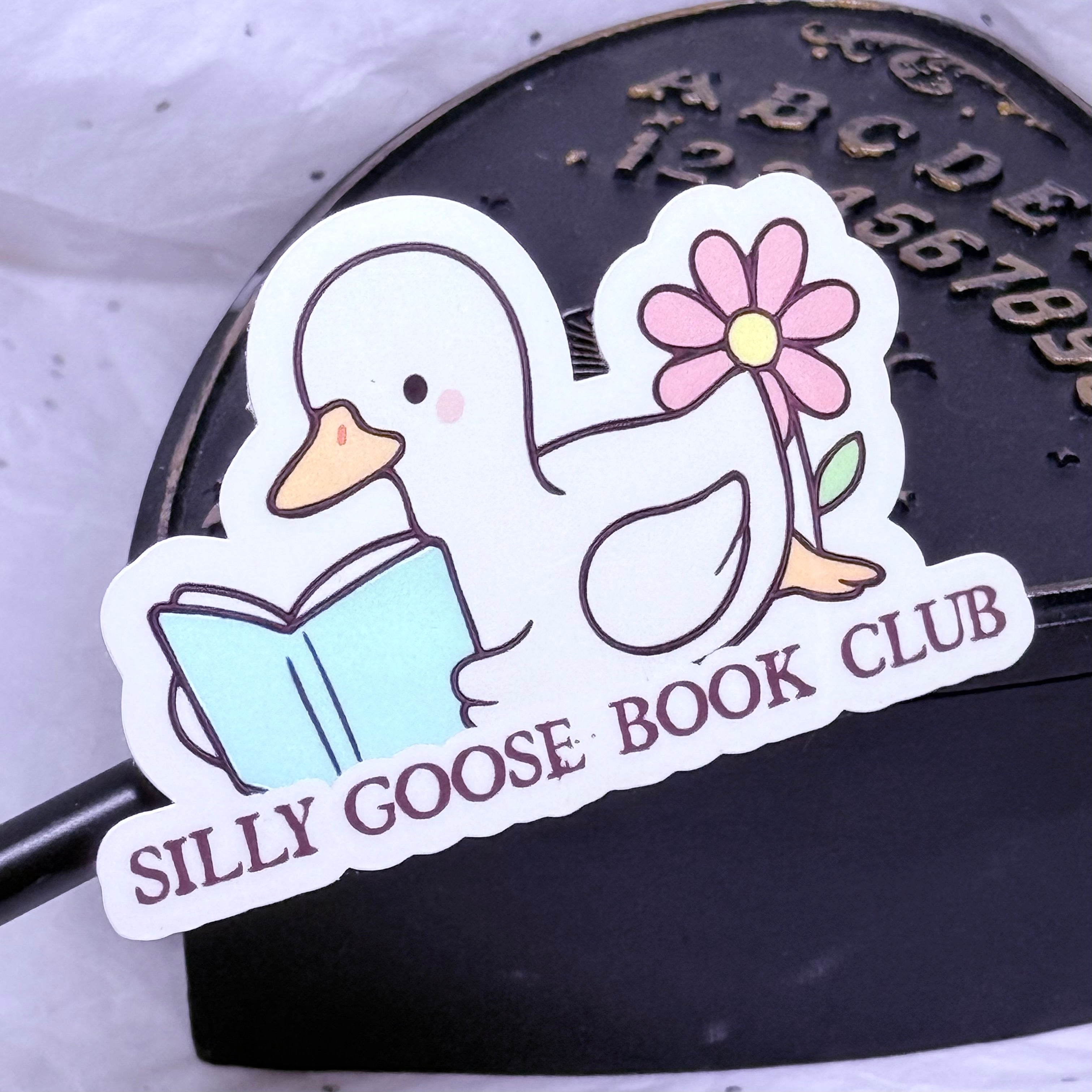 Silly Goose Book Club Sticker (w/Flower)