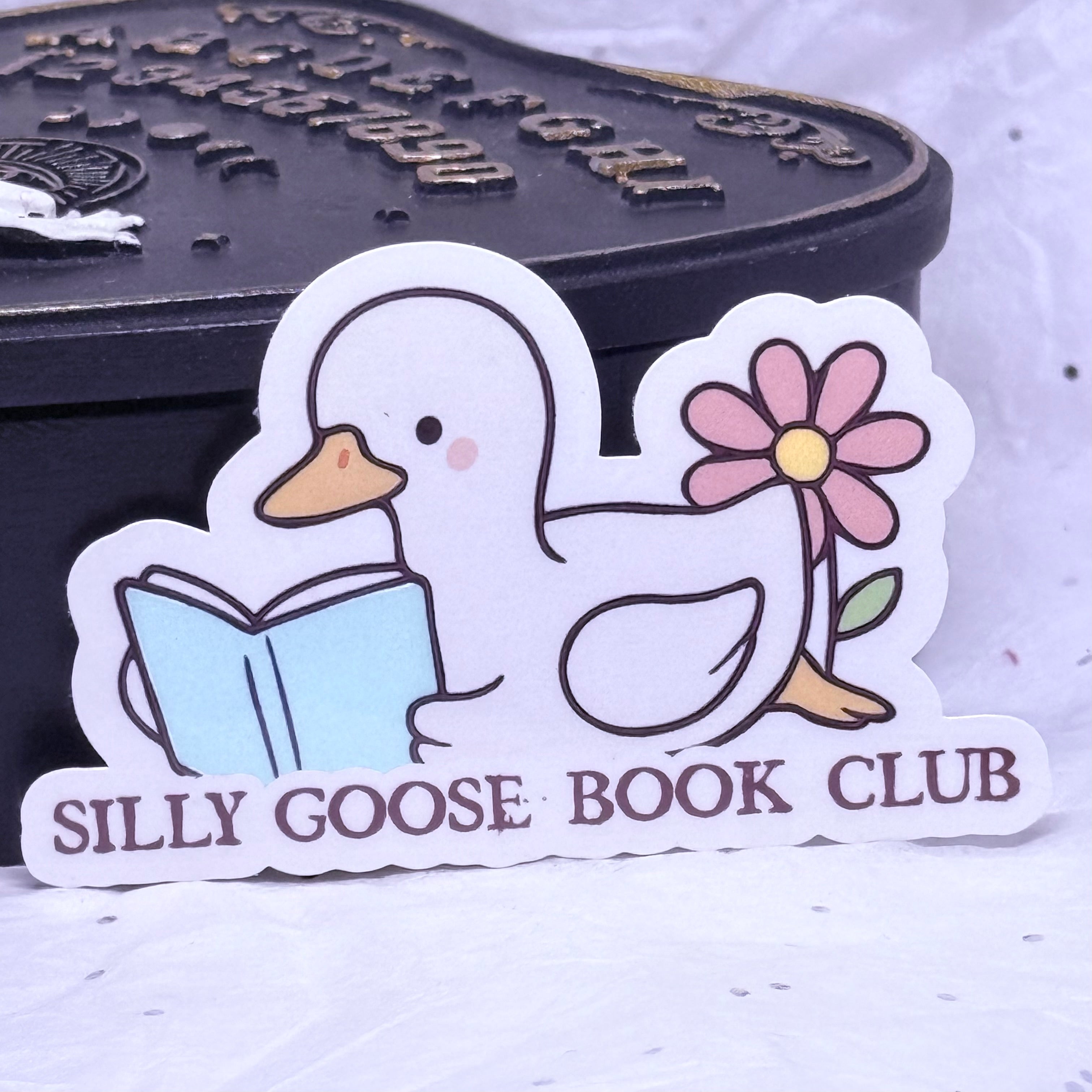 Silly Goose Book Club Sticker (w/Flower)