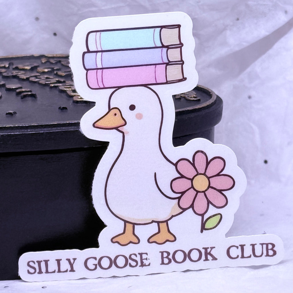 Silly Goose Book Club Sticker (w/Books) | Sticker