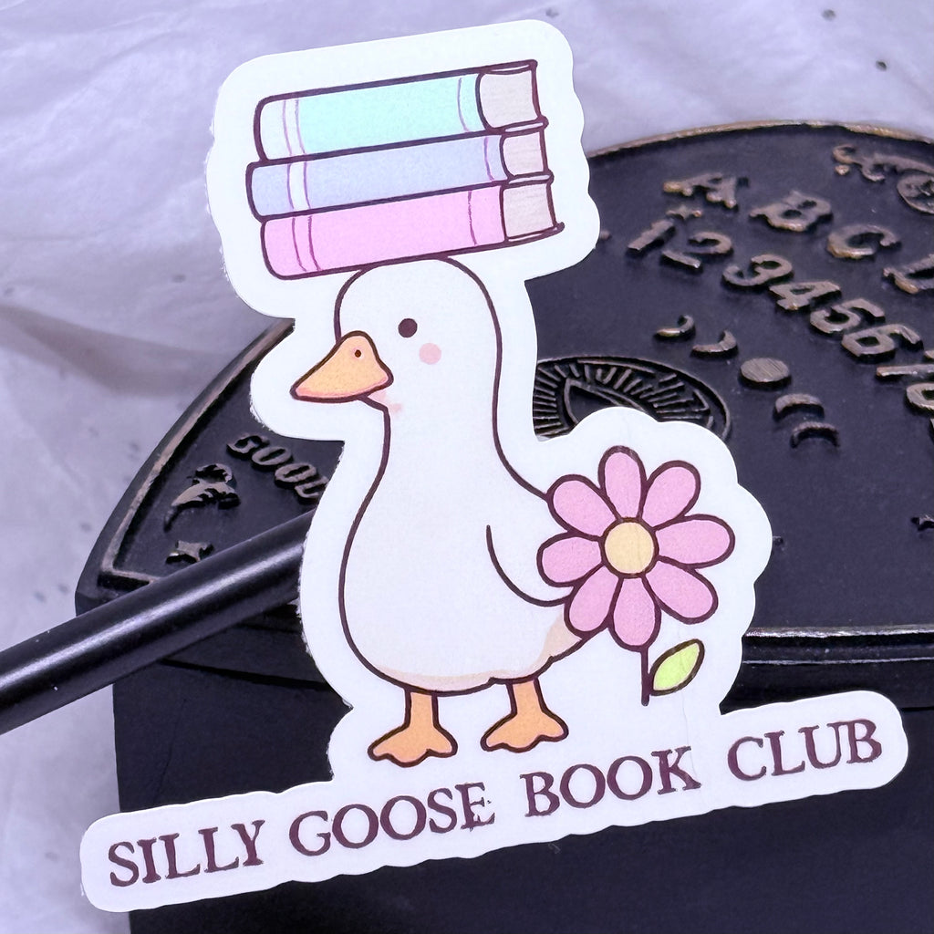 Silly Goose Book Club Sticker (w/Books) | Sticker