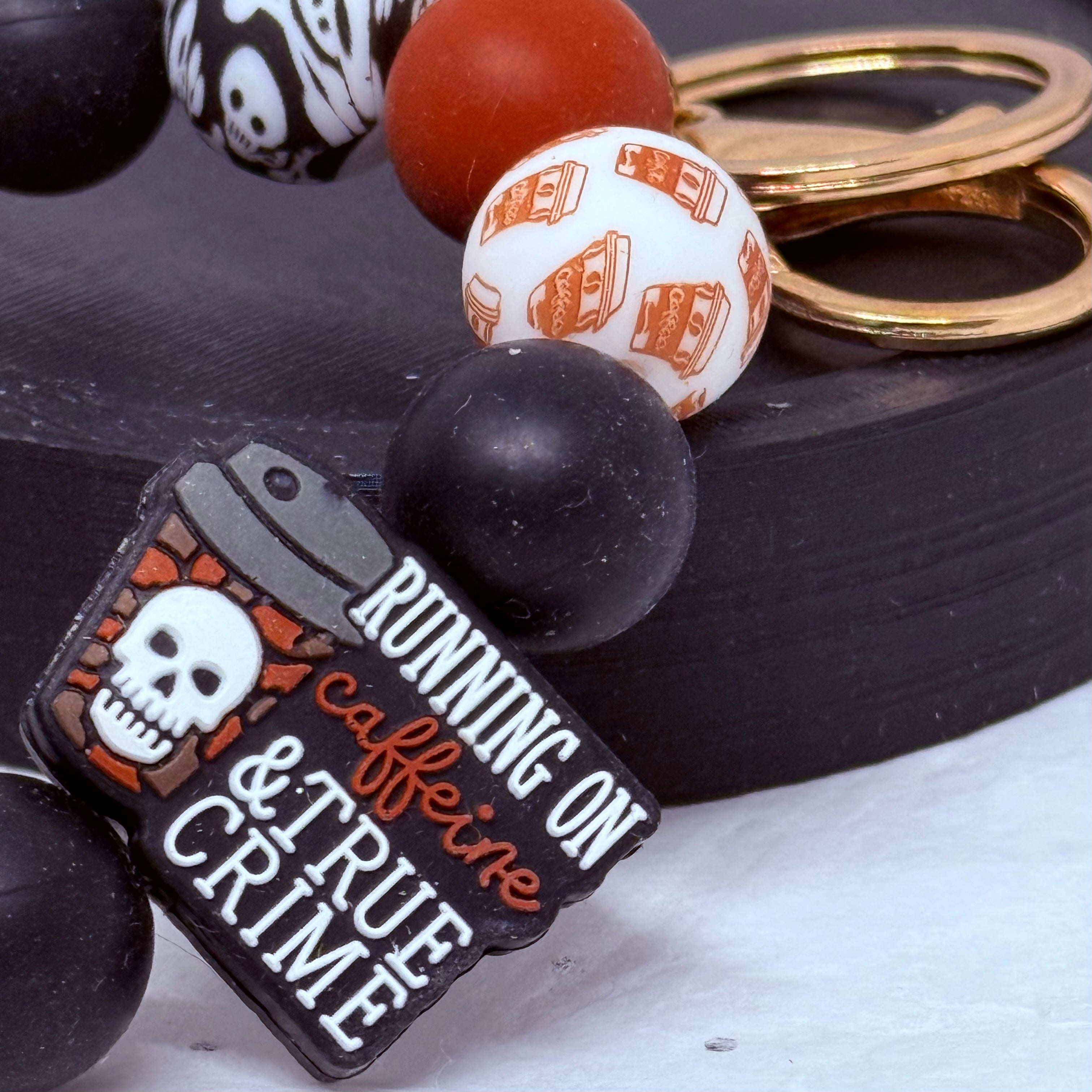 Caffeine & True Crime Beaded Wristlet