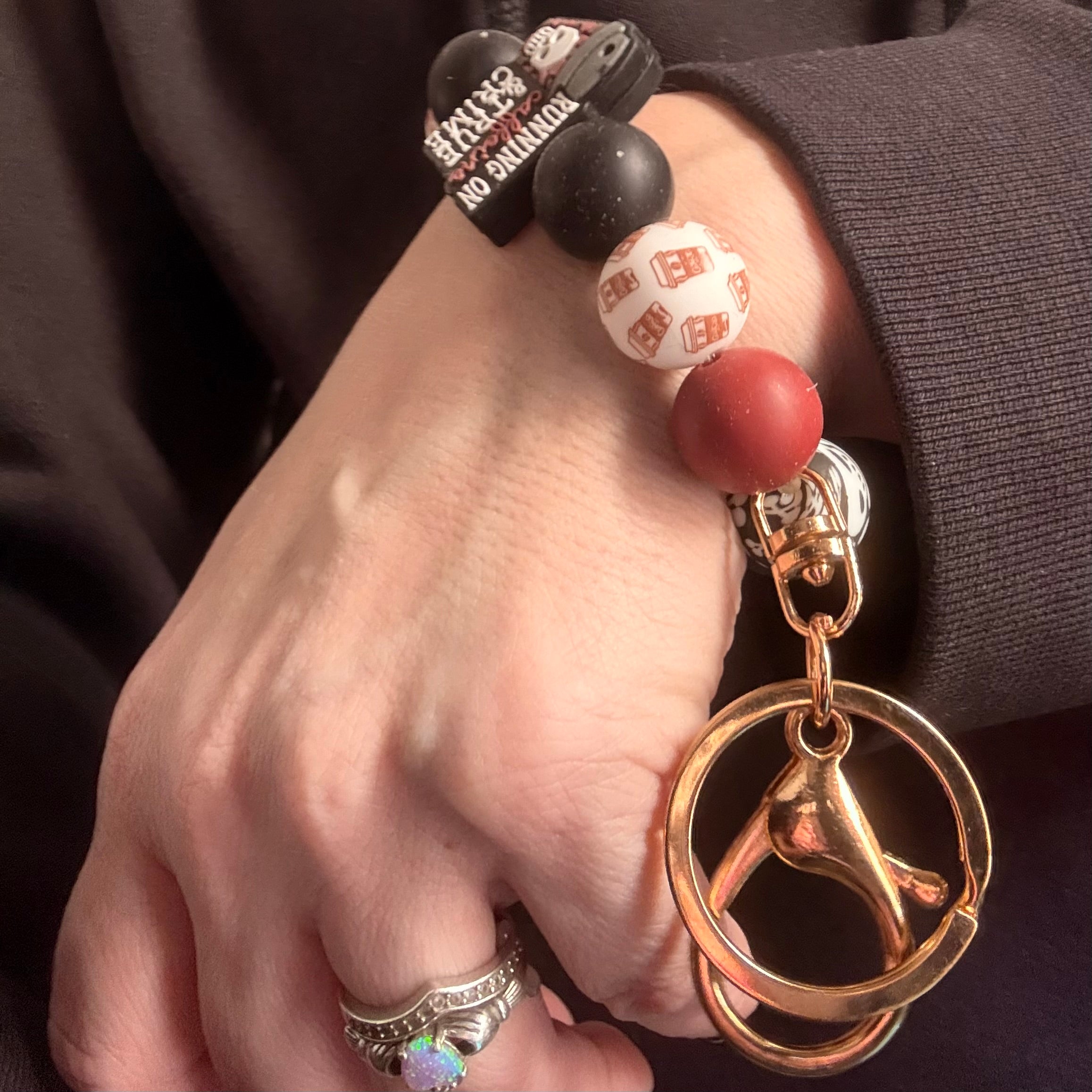 Caffeine & True Crime Beaded Wristlet