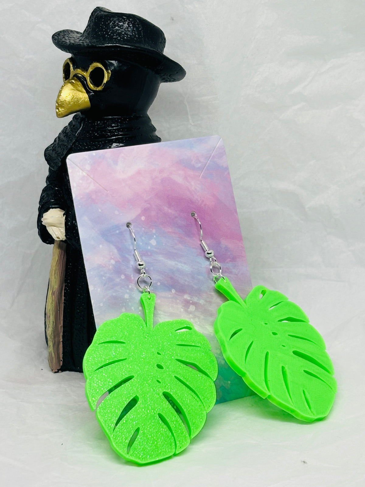 Glowing Monsteras | 3D Printed Earrings