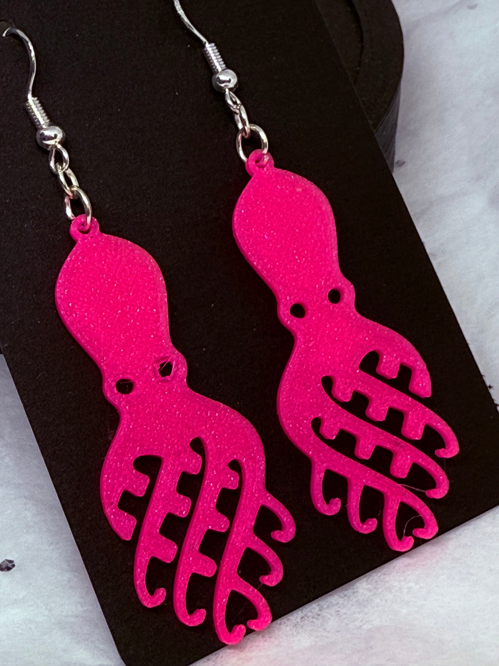 Hot Pink Octopus| 3D Printed Earrings