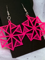 Hot Pink Hypnotic Shapes | 3D Printed Earrings