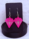 Hot Pink Diamonds | 3D Printed Earrings