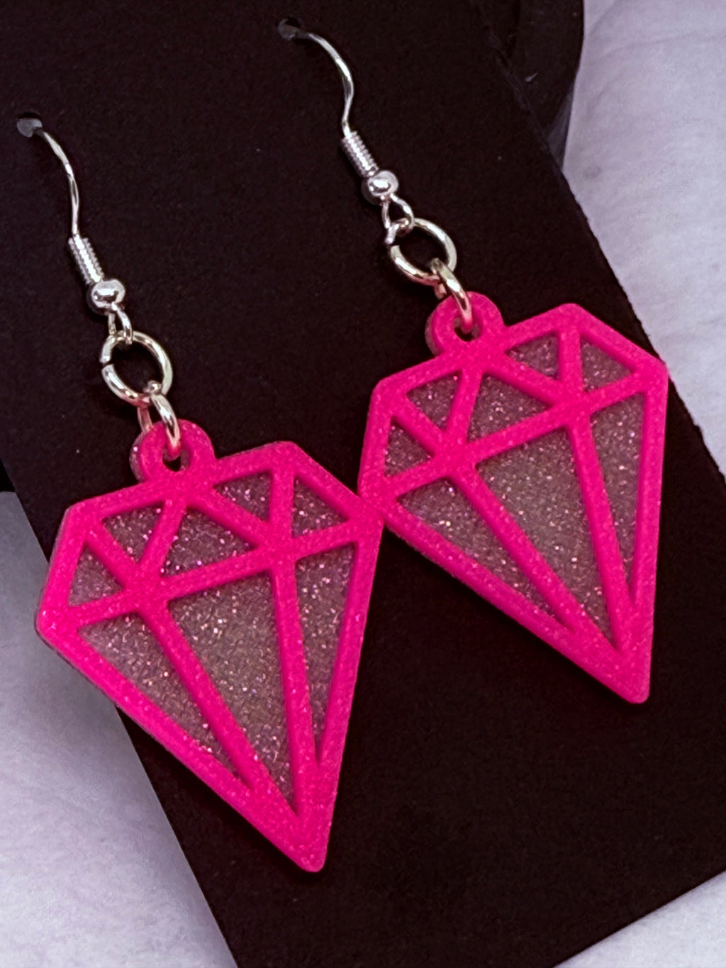 Hot Pink Diamonds | 3D Printed Earrings