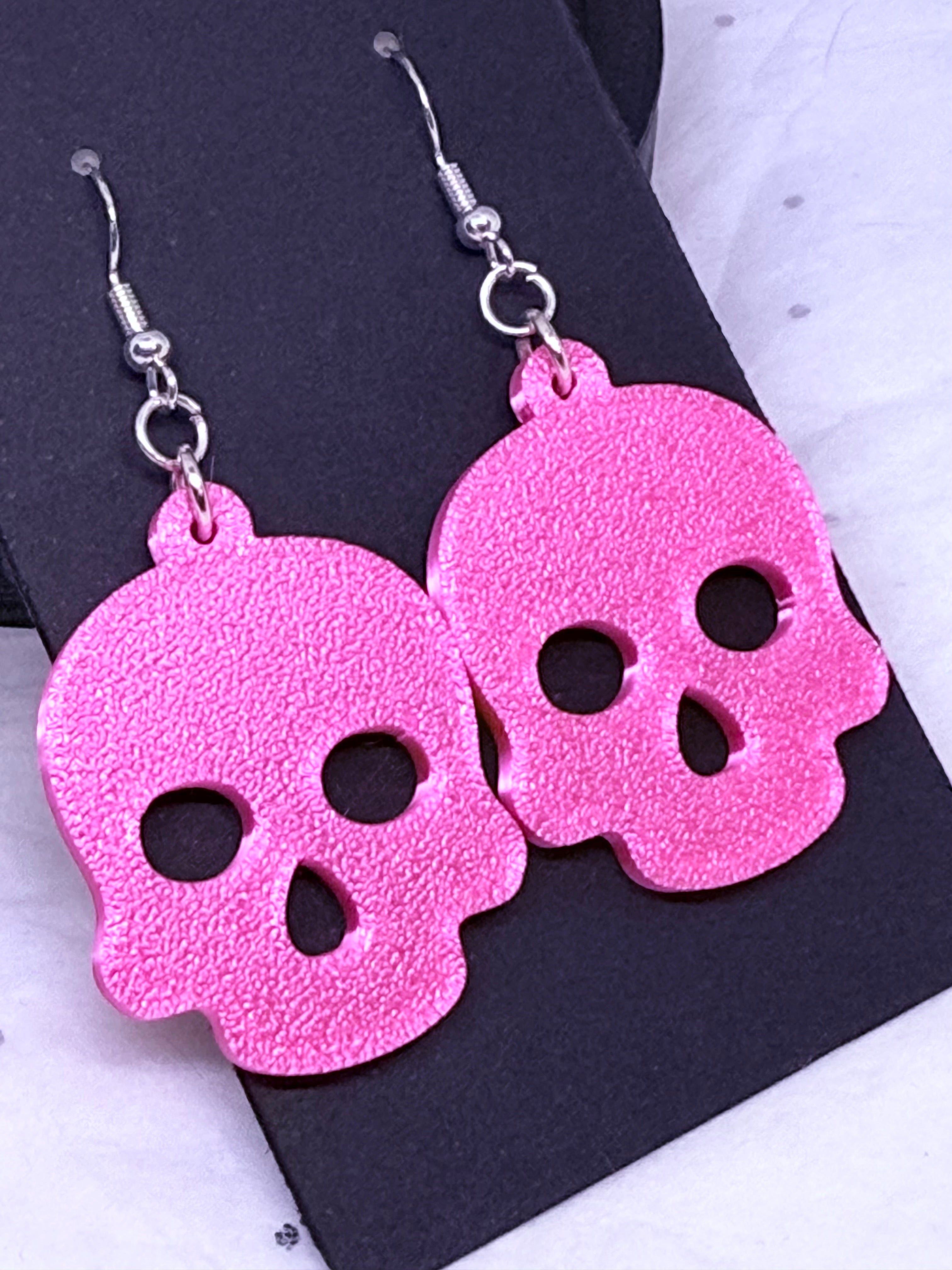Silky Magenta Skulls | 3D Printed Earrings