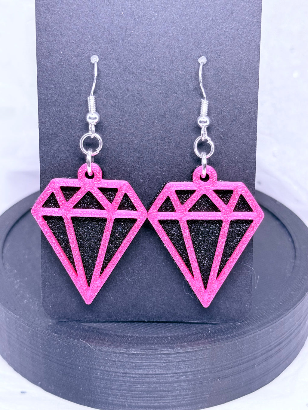 Silky Magenta Diamonds | 3D Printed Earrings