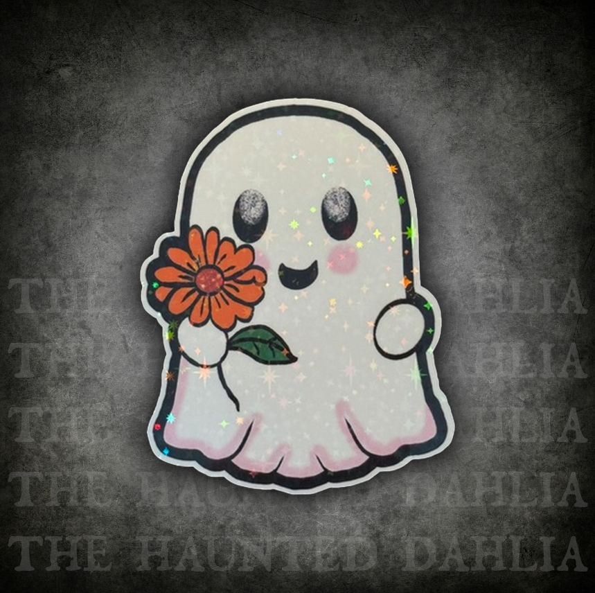 Ghost with Flower Sticker