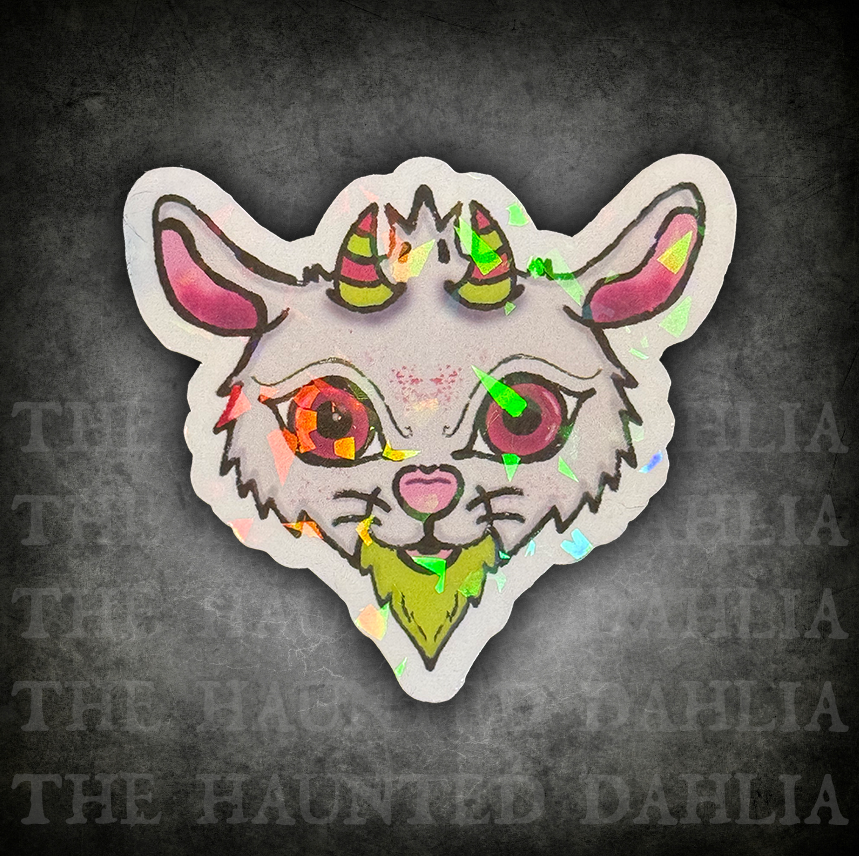 Devilish Goat Sticker (Pink & Lime Green) | Sticker